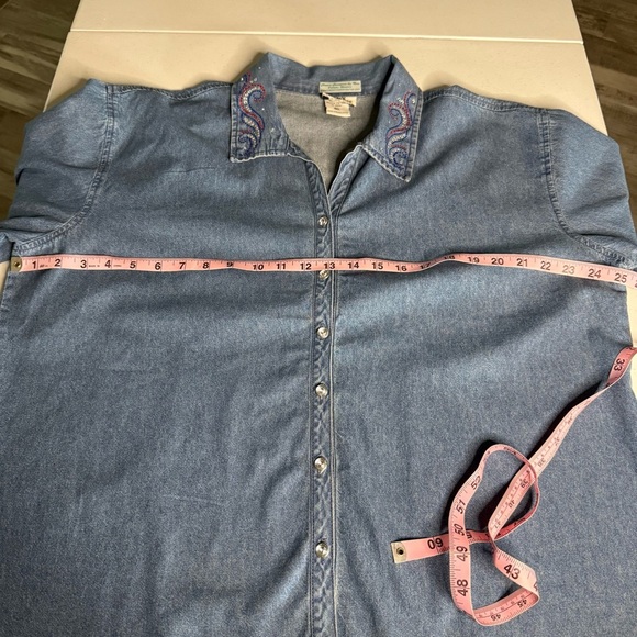 Isaac’s Designs Denim Jacket Embellished Shirt Unique USA Rhinestone Women’s 1XL - Picture 6 of 15